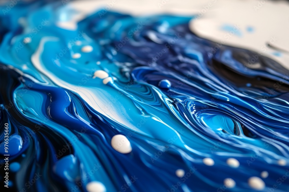 Abstract Blue and White Waves Painting, a mesmerizing blend of colors ...