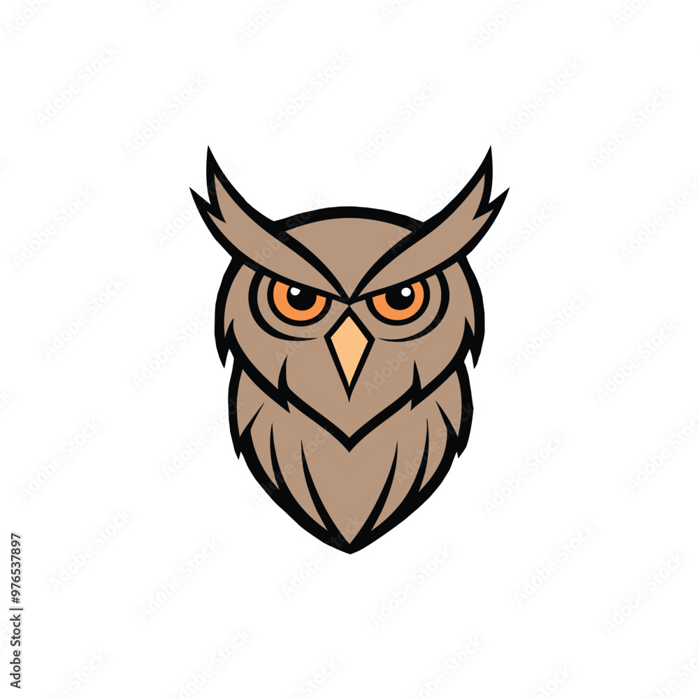 Fototapeta premium Owl head logo template vector icon illustration design. Owl head mascot