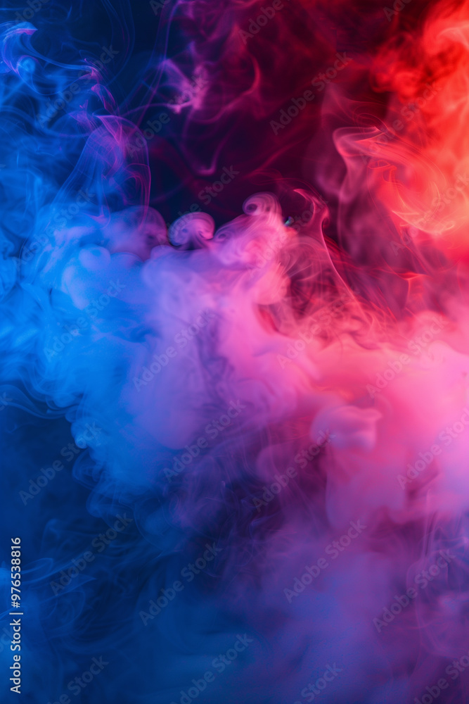 Dramatic abstract background of vivid smoke and fog in red, blue, and purple colors Dramatic abstract background of vivid smoke and fog in red, blue, and purple colors