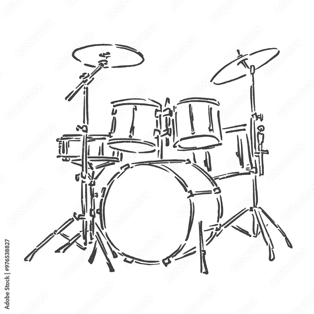 sketch of a vector illustration of a drum musical instrument sketch of a vector illustration of a drum musical instrument
