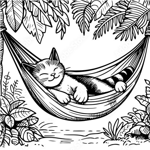 Lazy Cat Activity Illustration Coloring Book 