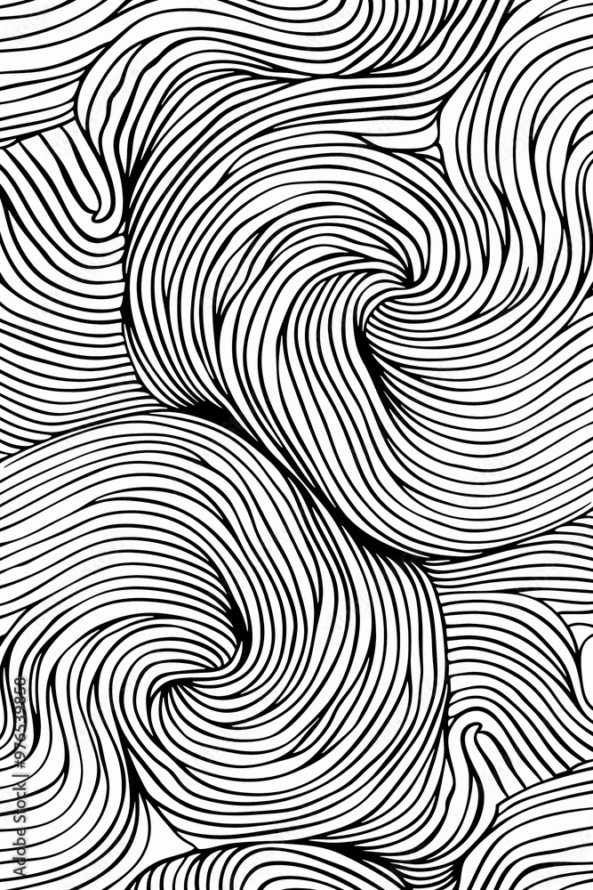 Pattern featuring dotted lines in a swirl shape design, black and white Pattern featuring dotted lines in a swirl shape design, black and white