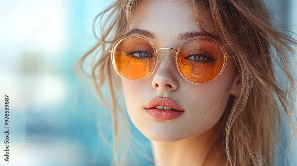 Close-up Portrait of a Young Woman Wearing Sunglasses. Generate Ai Image Close-up Portrait of a Young Woman Wearing Sunglasses. Generate Ai Image