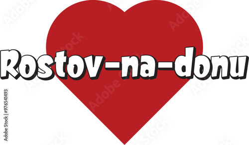 Rostov-na-donu city text design with red heart typographic icon design suitable for touristic promotion