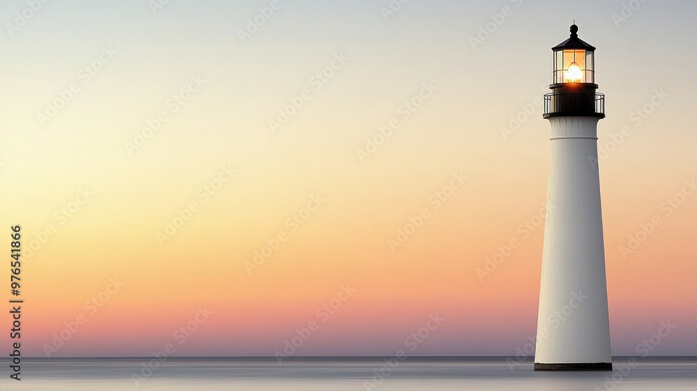 A serene lighthouse at sunset, casting a warm glow over calm waters, symbolizing guidance and hope. A serene lighthouse at sunset, casting a warm glow over calm waters, symbolizing guidance and hope.