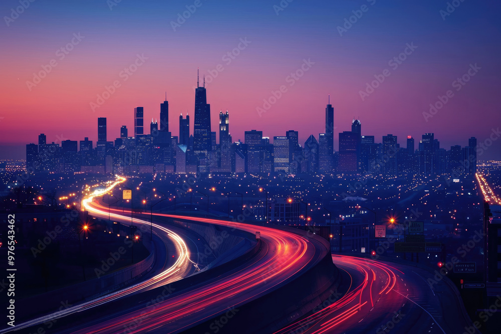 At night, the light trajectory of the taillights of fast-moving vehicles on city roads At night, the light trajectory of the taillights of fast-moving vehicles on city roads