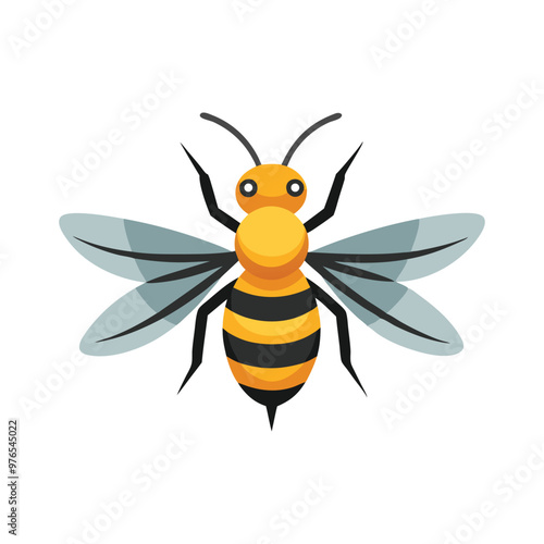 Bee Fly insect isolated flat vector illustration white background.