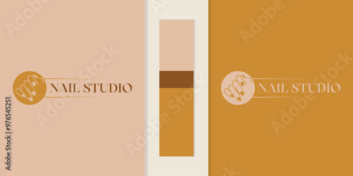 Beauty nail salon and nail beauty studio logo illustration