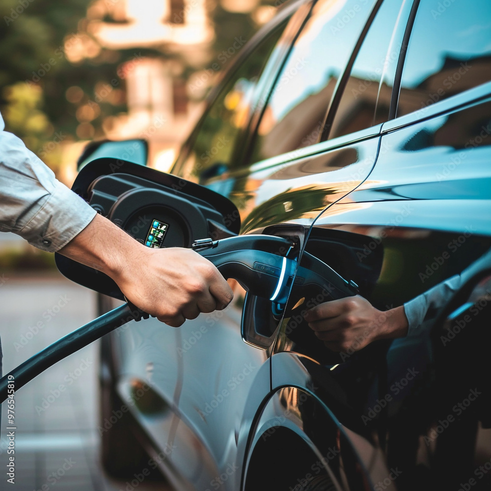 electric charging. An electric charging station for cars. The car is on electric charge . electric charging. An electric charging station for cars. The car is on electric charge .