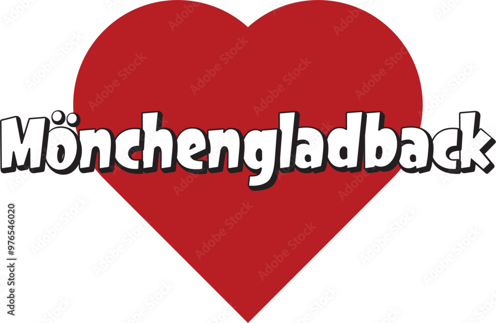 Mönchengladback city text design with red heart typographic icon design suitable for touristic promotion Mönchengladback city text design with red heart typographic icon design suitable for touristic promotion