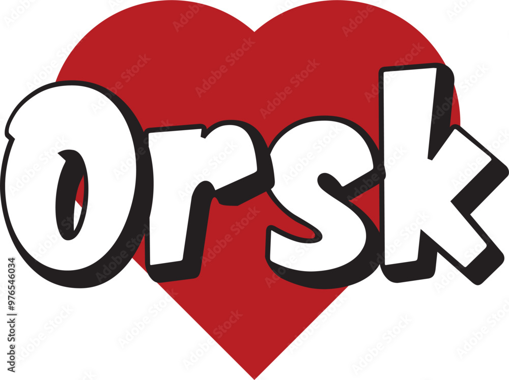Orsk city text design with red heart typographic icon design suitable for touristic promotion Orsk city text design with red heart typographic icon design suitable for touristic promotion