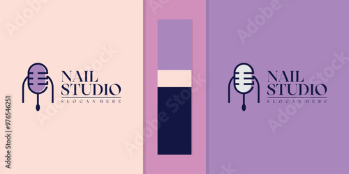 Beautiful nail studio logo design with creative concept