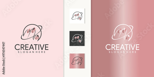 abstract nail polish bottle. Nail and planet studio vector logo