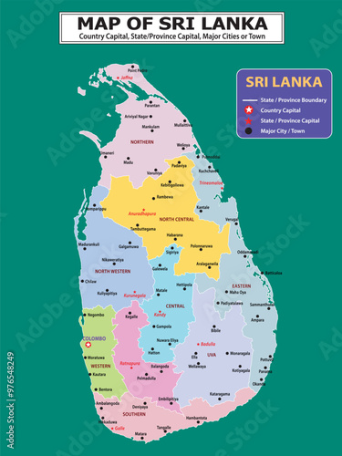 Geography Political map. Political map of country with capital, province or state capital, major cities and town.