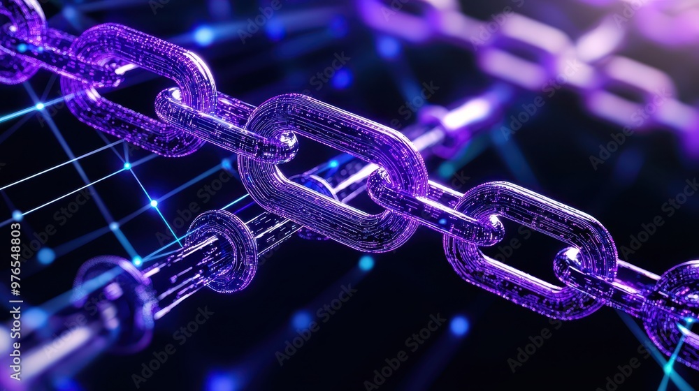 Abstract Purple Digital Chain Link Network Abstract Purple Digital Chain Link Network