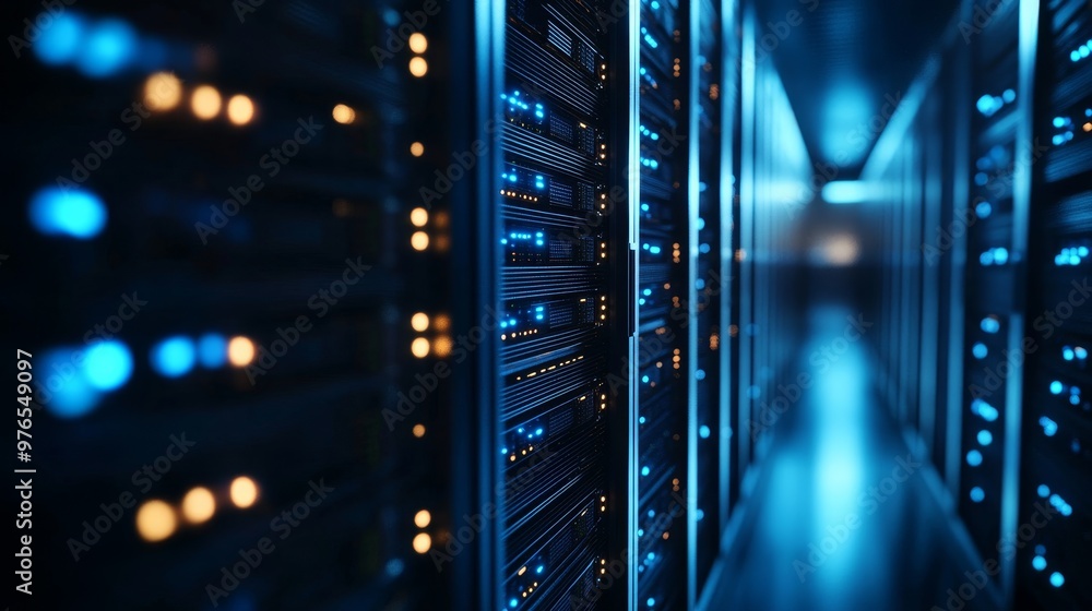 Data Center Infrastructure: A Glimpse into the Heart of Modern Technology, showcasing rows of server racks, network connectivity, and advanced data storage solutions. Data Center Infrastructure: A Glimpse into the Heart of Modern Technology, showcasing rows of server racks, network connectivity, and advanced data storage solutions.