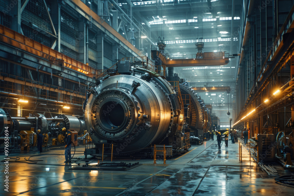 Fototapeta premium The huge machine parts in the workshop