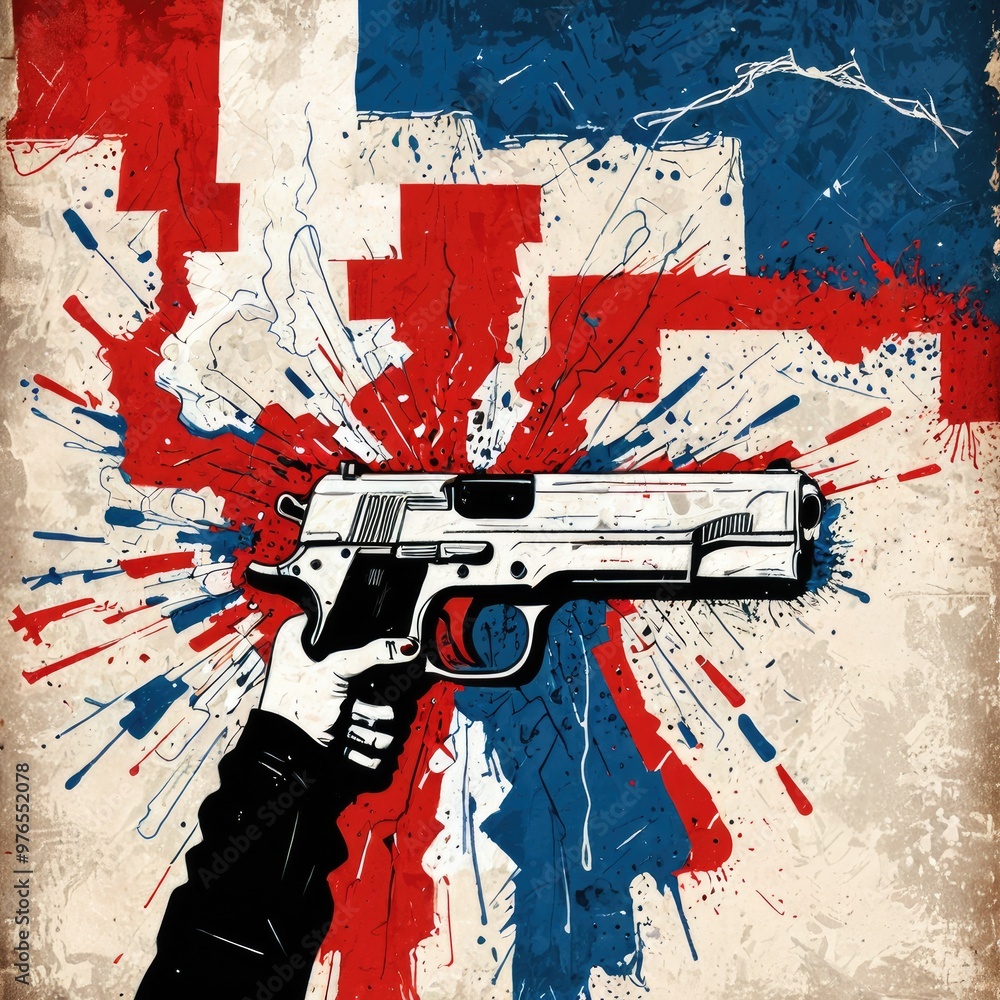 Fototapeta premium Gun Laws Regulation Control Violence Ownership Safety Background Enforcement, Conceptual illustration, Generative AI