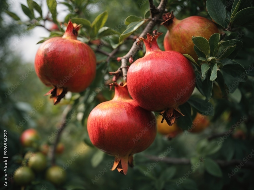 Pomegranate growing on a tree Pomegranate growing on a tree