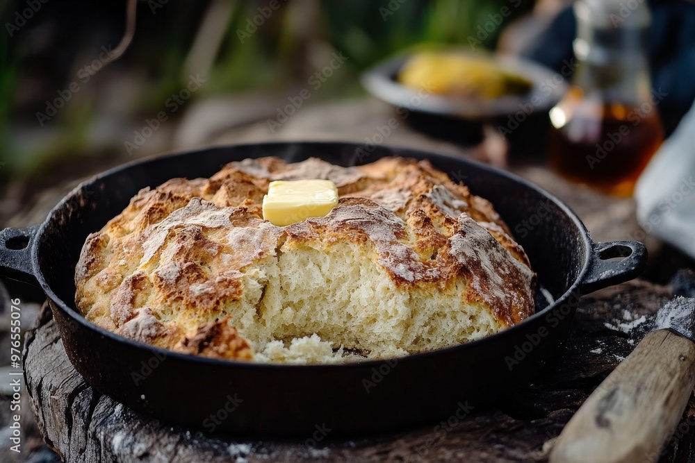 Damper, A traditional Australian soda bread, originally prepared by early settlers and bushmen, typically cooked over an open fire and served with butter, golden syrup, or jam. Damper, A traditional Australian soda bread, originally prepared by early settlers and bushmen, typically cooked over an open fire and served with butter, golden syrup, or jam.