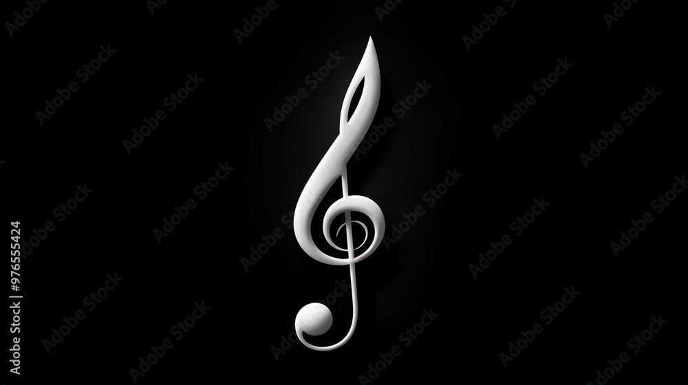 A white musical note with a black background. The note is a treble clef A white musical note with a black background. The note is a treble clef