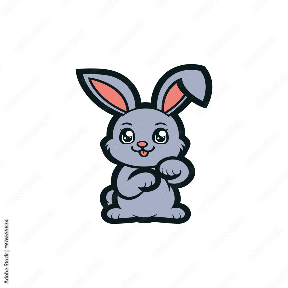 Obraz premium Cute little rabbit cartoon sitting