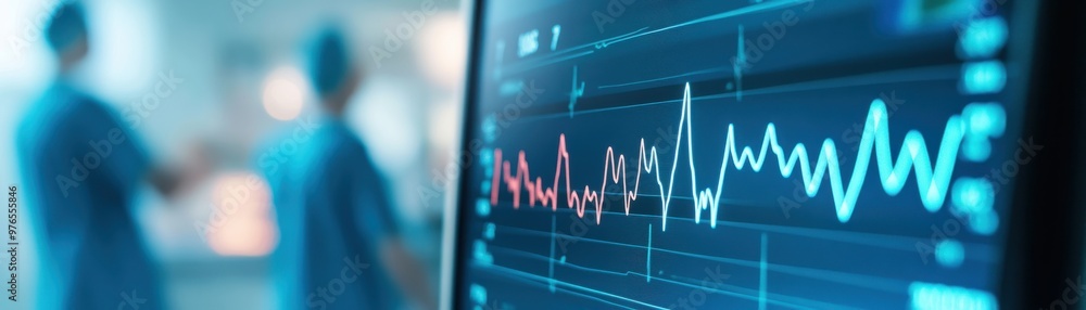Monitor displaying heart rate data in a hospital setting, capturing the essence of healthcare technology and patient monitoring. Monitor displaying heart rate data in a hospital setting, capturing the essence of healthcare technology and patient monitoring.