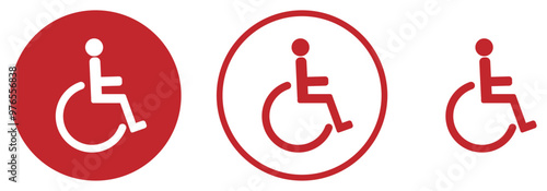 車イスのアイコン 赤