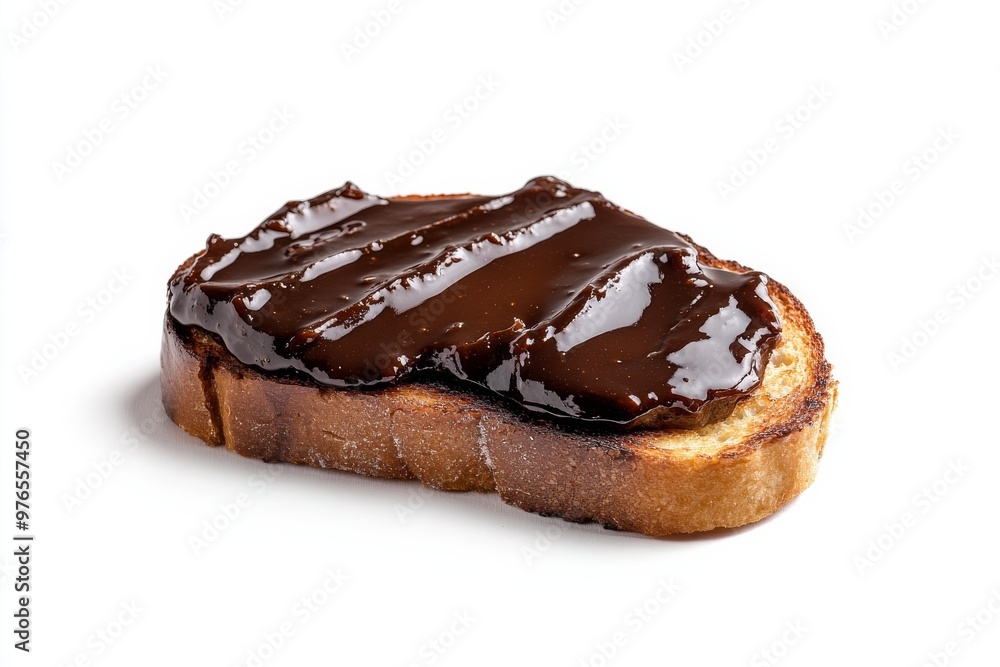 Vegemite on Toast, A savory spread made from yeast extract, Isolated on White Background Vegemite on Toast, A savory spread made from yeast extract, Isolated on White Background