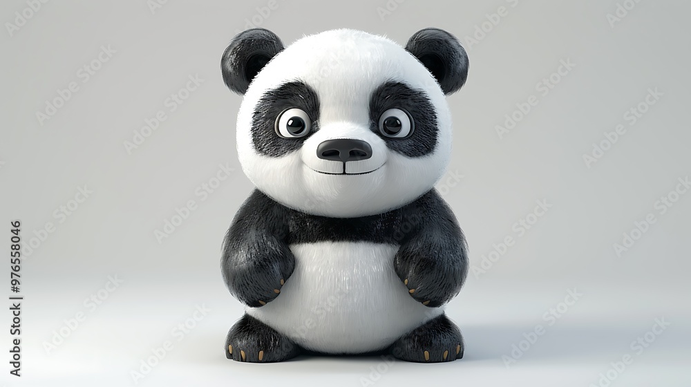 Cute Cartoon Panda Bear Cub D Render Cute Cartoon Panda Bear Cub D Render