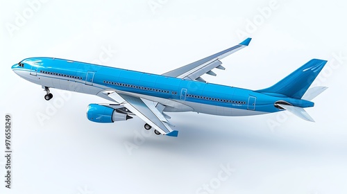 Blue Airplane Isolated on White Background