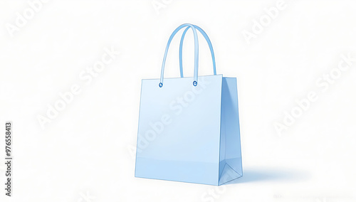 A clean illustration of a blue shopping bag, isolated on a plain white background. Ideal for retail branding, e-commerce designs, or product mockups