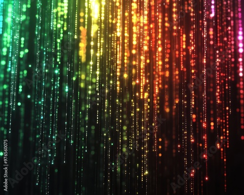 Wallpaper Mural Matrixlike digital rain of code in electric colors, technologythemed wallpaper Torontodigital.ca