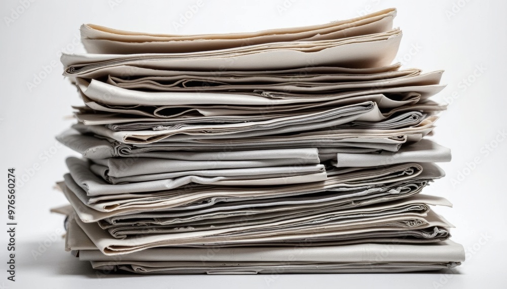 Stack of folded newspapers on white background
Stack of folded newspapers on white background