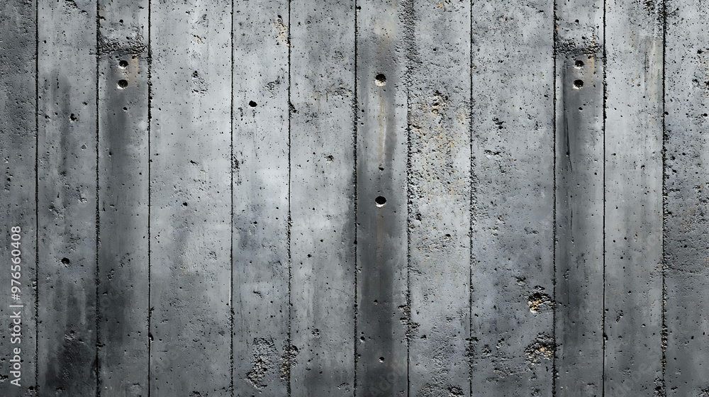 Close-up of a weathered concrete wall with vertical grooves. Close-up of a weathered concrete wall with vertical grooves.