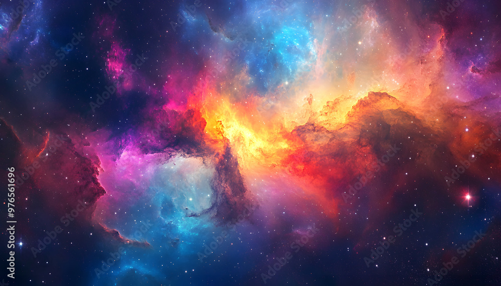 Obraz premium A vibrant, colorful galaxy with swirling stars and nebulae, evoking a sense of cosmic wonder.