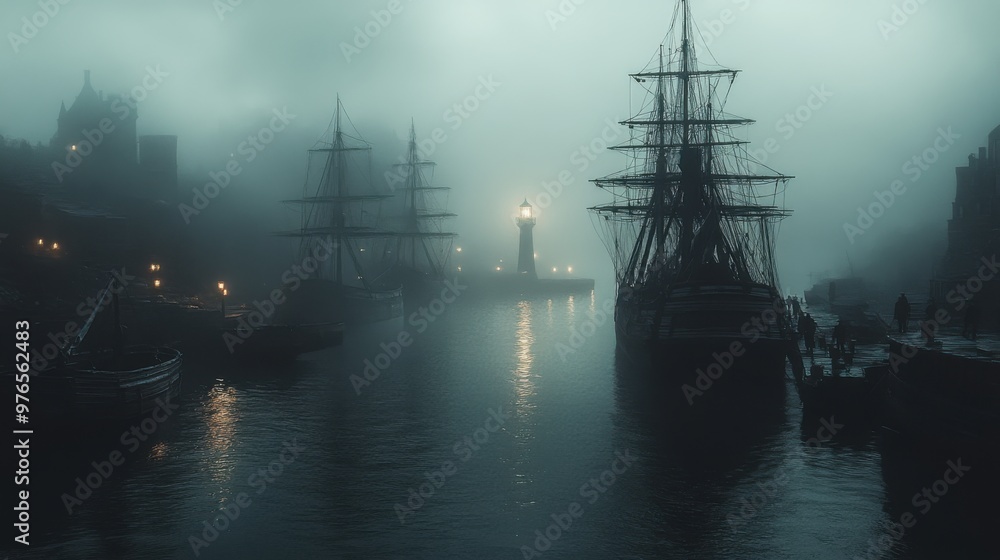 Ethereal Foggy Seaside Village at Night with Ghostly Sailors and Haunting Atmosphere Captured in Ultra-realistic Nikon Z6 50mm Lens Photography Ethereal Foggy Seaside Village at Night with Ghostly Sailors and Haunting Atmosphere Captured in Ultra-realistic Nikon Z6 50mm Lens Photography