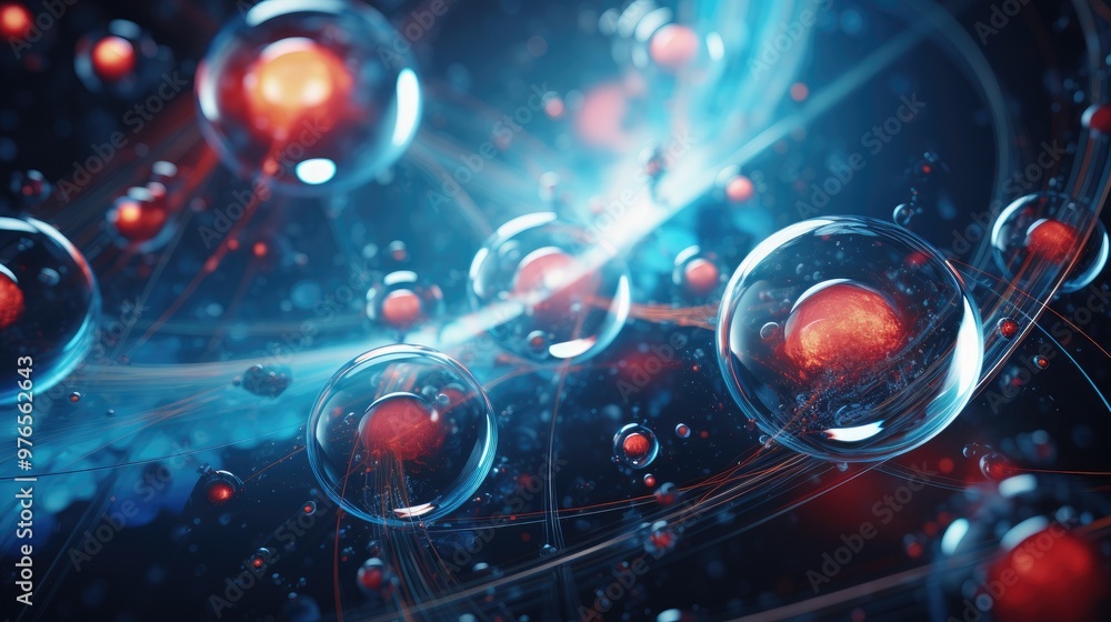Abstract background with glowing spheres and lines representing the universe. Abstract background with glowing spheres and lines representing the universe.