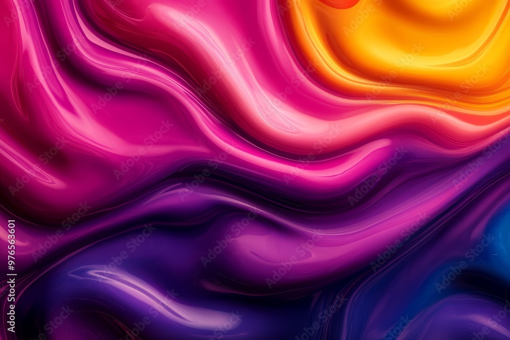 Obraz premium Vivid colors blend seamlessly in a mesmerizing wave pattern symbolizing creativity, energy, harmony, emotion, and flow.