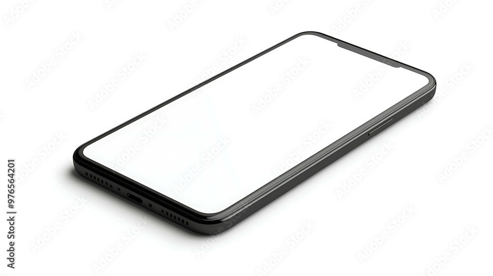 Black smartphone with blank screen isolated on white background. Black smartphone with blank screen isolated on white background.