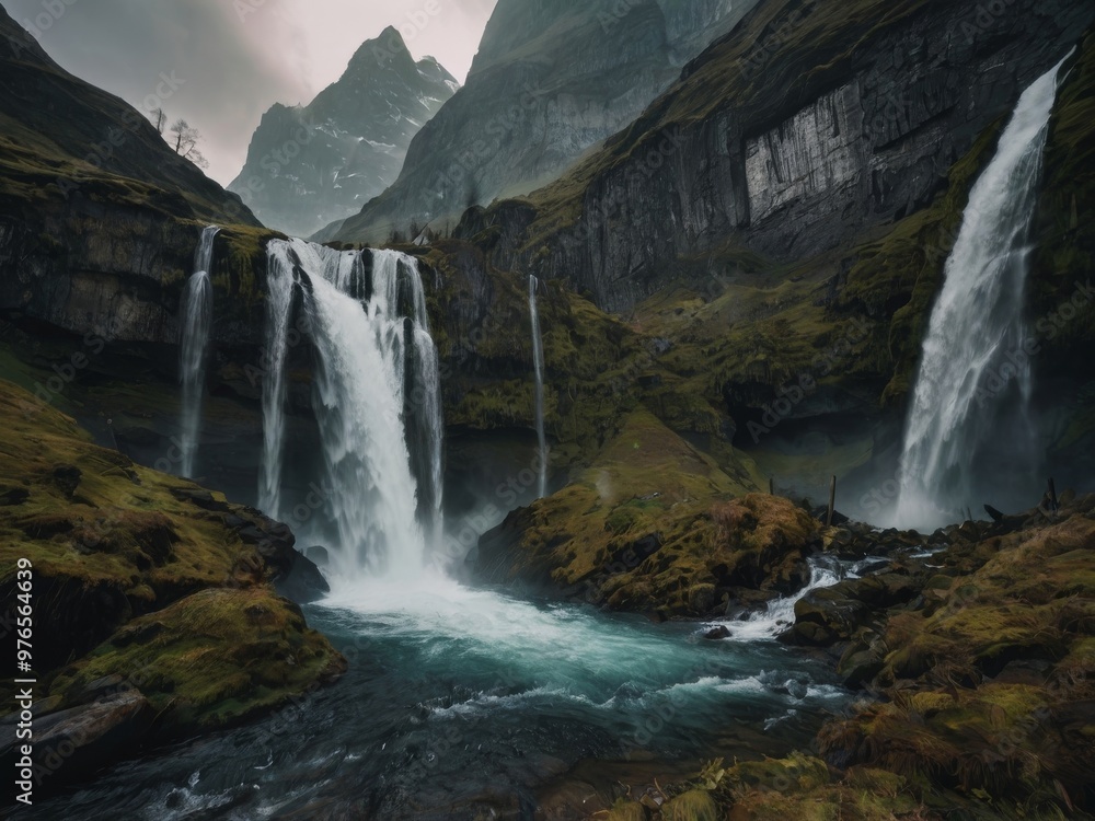 Fototapeta premium waterfall in the mountains