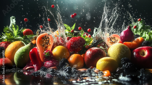 A vibrant display of healthy food, featuring fresh fruits and vegetables, emphasizing the importance of cooking nutritious meals. The scene showcases a variety of colorful produce, highlighting the be