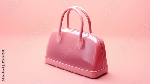 A pink handbag on a pink background.