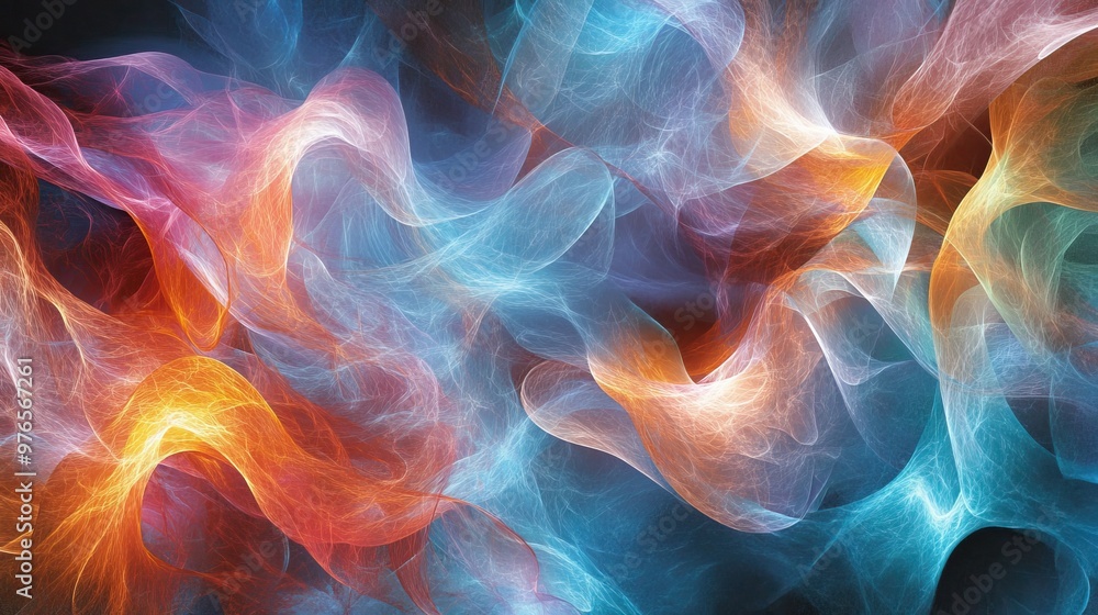 Abstract Colorful Smoke Background with Vibrant Swirling Patterns in Red, Blue, and Orange Hues Abstract Colorful Smoke Background with Vibrant Swirling Patterns in Red, Blue, and Orange Hues