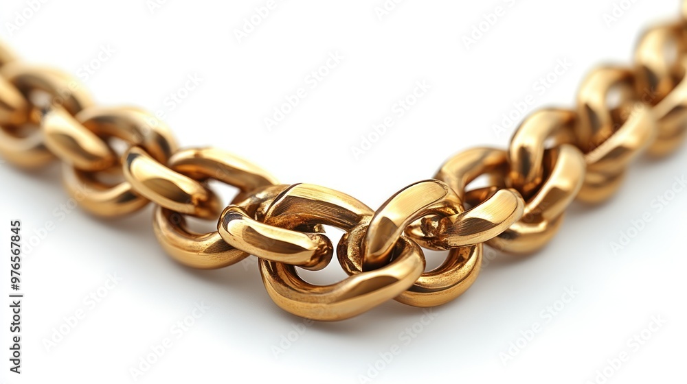 Obraz premium Close-up of a shiny gold chain link necklace.