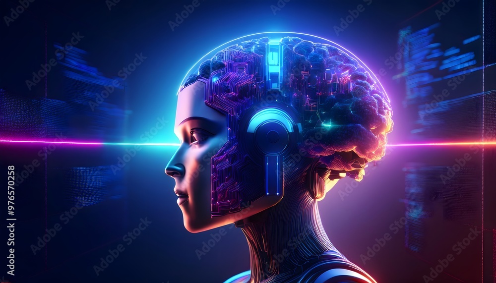 Robot Programming Trading Concept - 3D rendering of a robot brain made of circuit boards. Robot Programming Trading Concept - 3D rendering of a robot brain made of circuit boards.