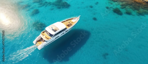 Wallpaper Mural White Yacht in Turquoise Water Torontodigital.ca