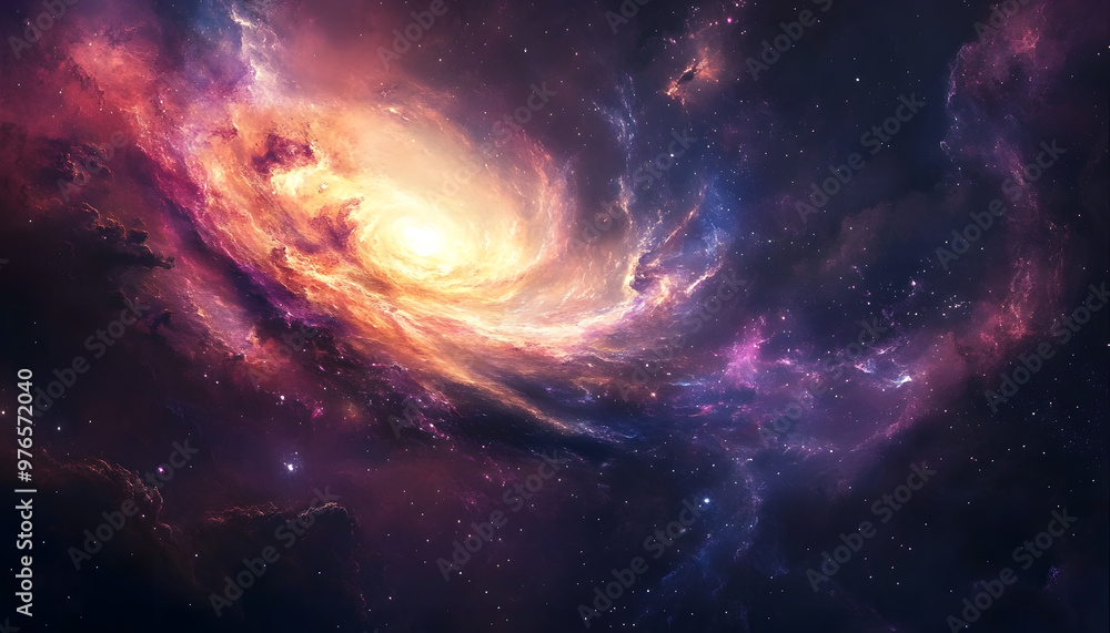 Obraz premium A vibrant, colorful galaxy with swirling stars and nebulae, evoking a sense of cosmic wonder.