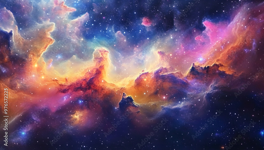 Fototapeta premium A vibrant, colorful galaxy with swirling stars and nebulae, evoking a sense of cosmic wonder.