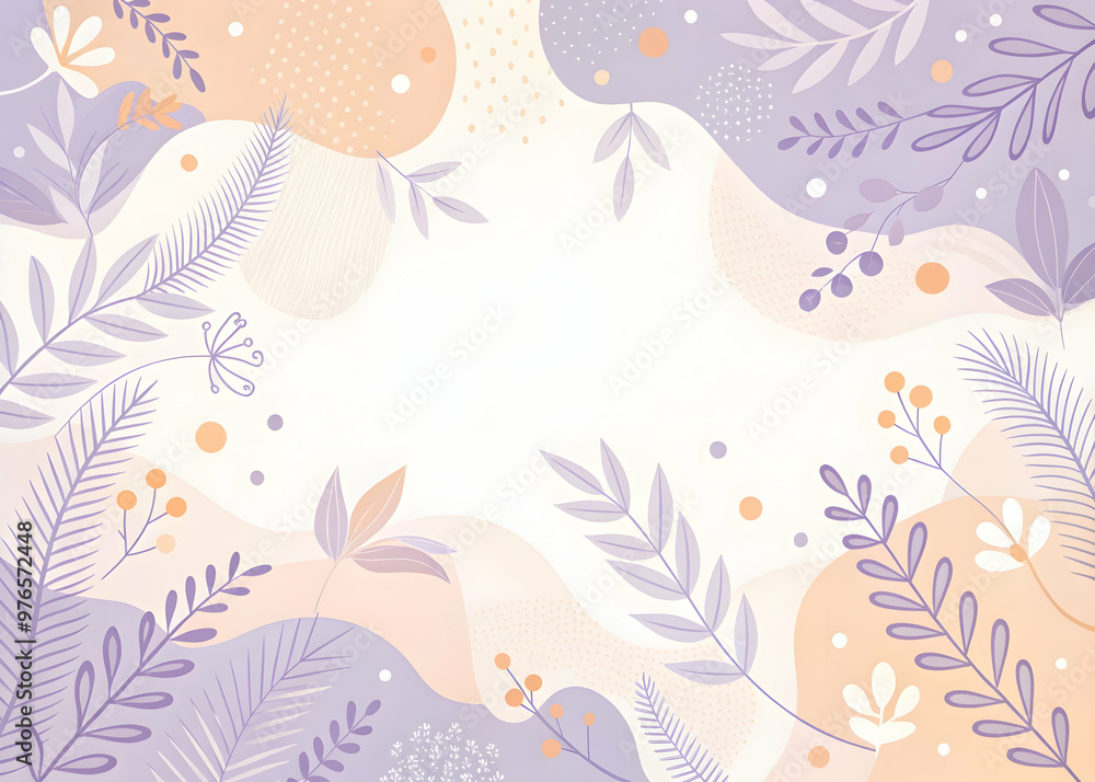 Floral Frame: Soft Purple and Peach Abstract Background Floral Frame: Soft Purple and Peach Abstract Background